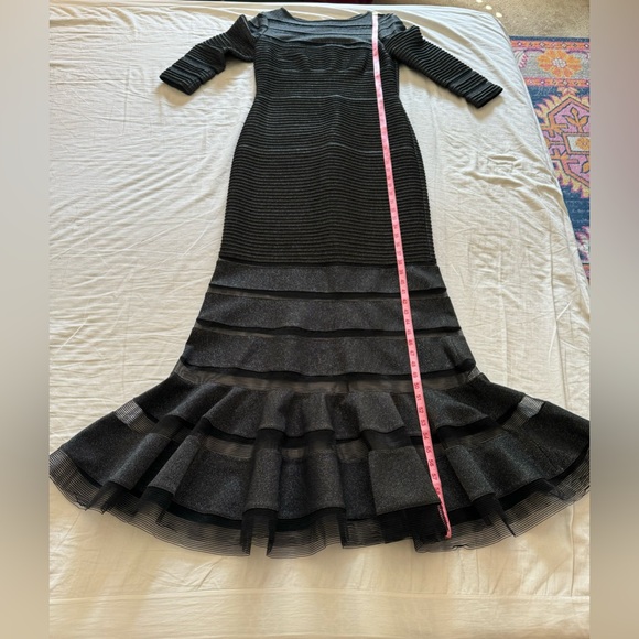 TADASHI SOJI MINT CONDITION CHARCOAL/SILVER ARCHITECTURAL GOWN SZ M ORIG $750 - Picture 3 of 9